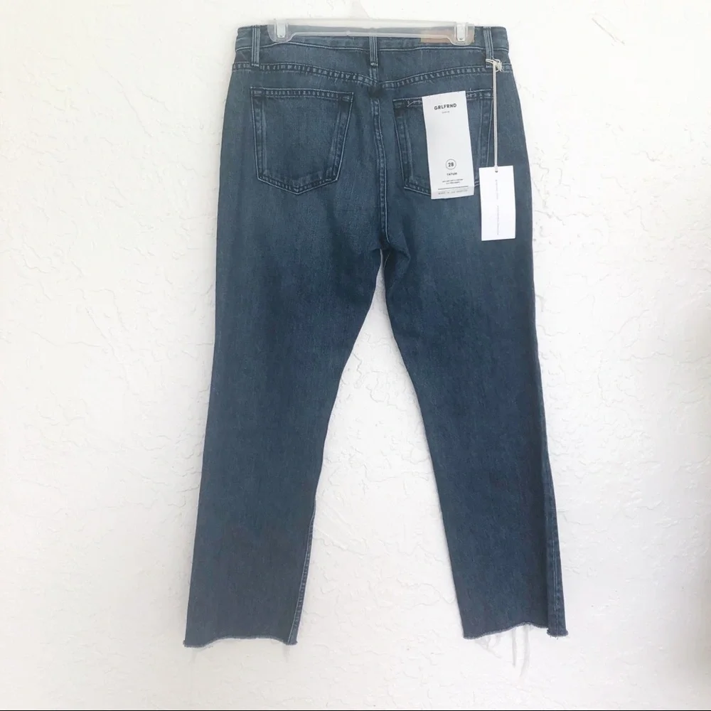GRLFRND Jeans Tatum High Rise Straight Cropped Raw Hem Stretch Jeans Size 28
